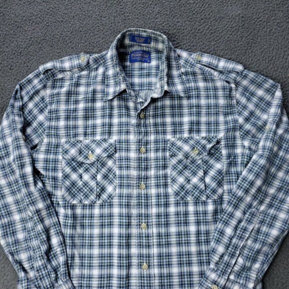 Pendleton Cotton Deck Plaid Button Shirt Multicolor Mens M Medium Long Sleeve - Picture 5 of 7